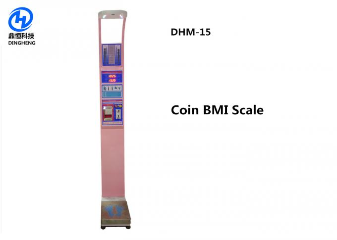 Coin Operated Digital Body Weight Scale With Height Measurement 0.1cm 0.5kg Accuracy