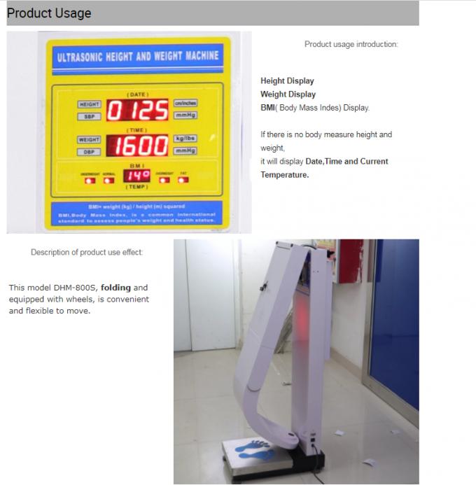 Body BMI Height And Weight Measurement Instrument AC110V - 220V Input Voltage
