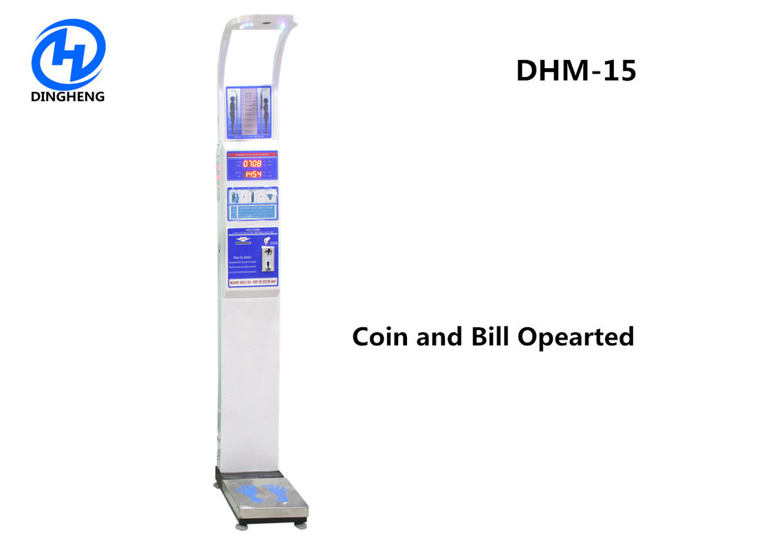 Stainless Steel Coin Operated Medical height weight scales with BMI and printer